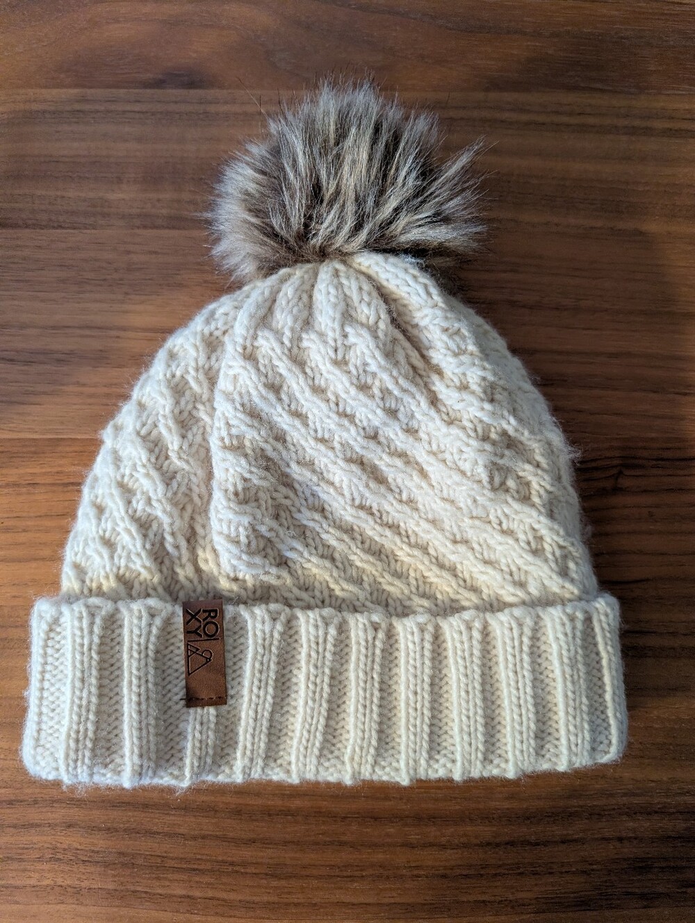 Roxy Cream Beanie with Pom